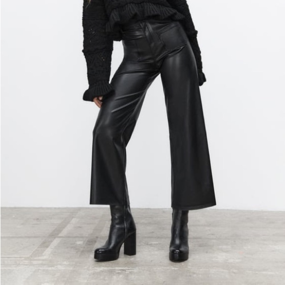 Zara Marine Straight Faux Leather Pants